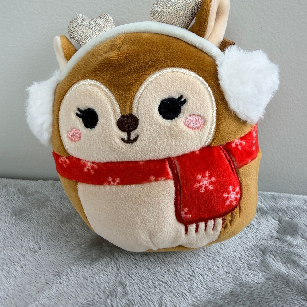 Squishmallows Darla the Fawn Christmas‎ Holiday Plush 5 Inch Brown Deer Scarf